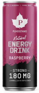 Puhdistamo Natural Energy Drink Raspberry Strong, Energetický drink, Malina, 330 ml