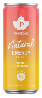 Puhdistamo Natural Energy Drink Rhuby Lemonade, Energetický drink, Rebarbora, 330 ml