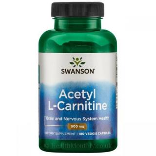 Swanson Acetyl-L-Carnitine 500mg, 100 kapsúl  Expirace 10/2022