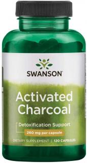Swanson Aktívne uhlie (aktívne uhlie), 520 mg, 120 kapslúl