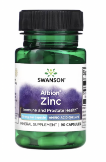 Swanson Albion® Zinc, Zinok, imunita a zdravie prostaty, 30 mg, 90 kapsúl