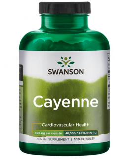 Swanson Cayenne (Kajenské korenie), 450 mg, 300 kapsúl