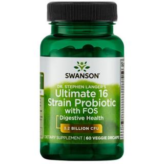 Swanson Dr.Stephen Langer's Ultimate 16 probiotických kmeňov v komplexe s prebiotikami FOS (podpora trávenia), 60 rastlinných kapsúl