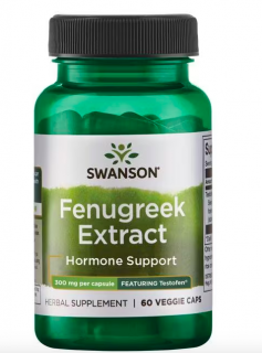 Swanson Fenugreek Extrakt, Pískavice řecké seno extrakt, 300 mg, 60 rostlinných kapslí