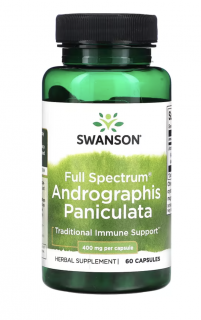 Swanson, Full Spectrum Andrographis Paniculata, právenka latnatá, 400 mg, 60 kapslí  Výživový doplnok