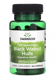 Swanson Full Spectrum Black Walnut Hulls, 500 mg, 60 kapslí  Výživový doplnok