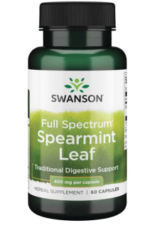 Swanson Full Spectrum Spearmint Leaf (podpora trávenia mäta pieporná list), 400 mg, 60 kapsúl