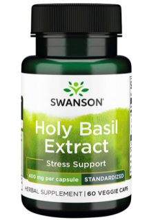 Swanson Holy Basil Extract (Bazalka indická), 400 mg, 60 kapsúl