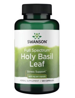 Swanson Holy Basil Leaf, Bazalka posvätná, 400 mg, 120 kapsúl