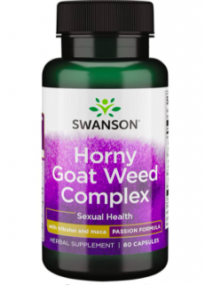 Swanson Horny Goat Weed Complex (Škornica extrakt s Kotvičníkom a Macou), 60 kapsúl