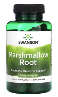 Swanson Marshmallow Root, kořen proskurníku - podpora trávení, 500 mg, 90 rostlinných kapslí  Výživový doplnok