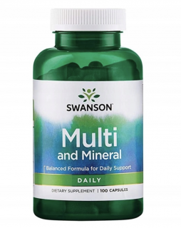 Swanson Multi and Mineral, multivitamín s minerály, 100 kapslí  Výživový doplnok