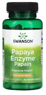 Swanson Papaya Enzyme Papain, papain, trávení bílkovin, 100 mg, 90 kapslí  Výživový doplnok