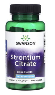 Swanson Strontium Citrate, zdraví kostí, 340 mg, 60 kapslí  Výživový doplnok