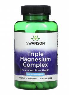 Swanson Triple magnesium Complex, 400 mg, 100 kapslí  Výživový doplnok