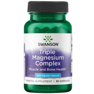 Swanson Triple magnesium Complex, hořčík ze 3 zdrojů, 400 mg, 30 kapslí  Výživový doplnok