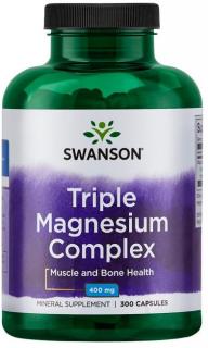 Swanson Triple magnesium Complex, hořčík ze 3 zdrojů, 400 mg, 300 kapslí  Výživový doplnok