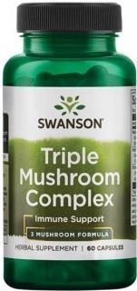 Swanson, Triple Mushroom Standardized Complex (komplex hub Maitake, Reishi, Shiitake), 60 kapsúl