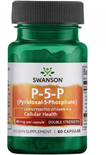 Swanson Vitamin B6 P-5-P, 40 mg, (vitamín B6), 60 kapsúl