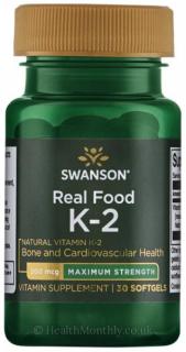 Swanson Vitamin K2 ako MK-7, 200 mcg, 30 kapsúl