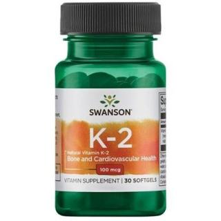 Swanson Vitamin K2 ako MK-7 Natural, 100 mcg, 30 softgelových kapsúl