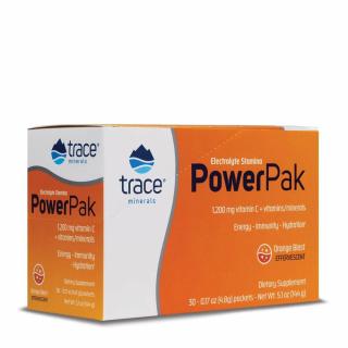 Trace Minerals Electrolyte Stamina Power Pak, vitamíny a minerály, pomerančová příchuť, 30 sáčků  Výživový doplnok