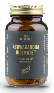 Vitalvibe Ashwagandha Ultimate KSM-66®, extrakt, 500 mg, BIO, 60 vegan kapslí  Výživový doplnok