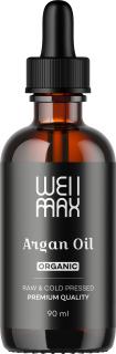 WellMax RAW Arganový olej, BIO, 90 ml  Olej z argánových jadier pre hydratáciu a výživu pokožky / *CZ-BIO-001 certifikát