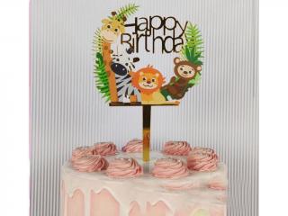 Akrylový zápich Happy Birthday safari zvieratká