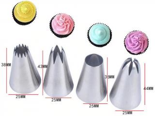 Cukrárske kovové špičky (4 druhy)