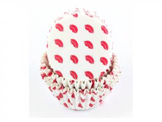 Cukrárske papierové košíčky biele s červenými perami 4 x 2,5 cm 175 ks