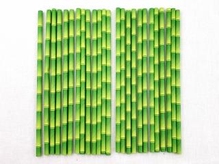 Ekologické papierové slamky 25 ks - zelené (bambus)