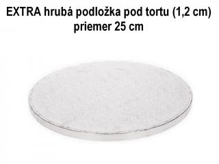 EXTRA hrubá podložka pod tortu STRIEBORNÁ (1,2 cm) Ø 25 cm