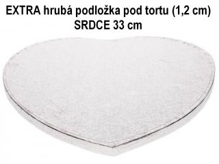 EXTRA hrubá podložka pod tortu strieborná - SRDCE (1,2 cm) 33 cm