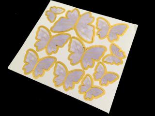 Fialovo-zlaté motýle zapichovátka na ohybnej paličke 10 ks