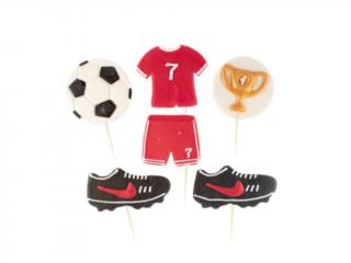 Futbal - cukrové zápichy na tortu 6 ks Variant: červený
