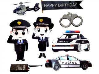 Happy Birthday zapichovátka POLÍCIA (8 ks)