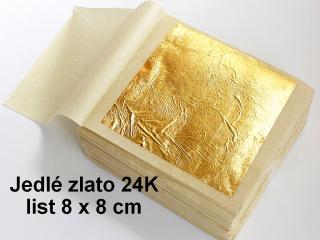 Jedlé zlato 24K list 8 x 8 cm