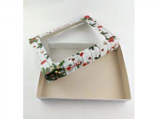 Krabica na vianočné pečivo a zákusky veľká biela s vetvičkami (na 1 až 1,5 kg)