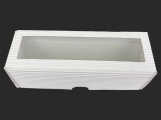 Krabička na makrónky (makarónky) s okienkom biela 14 x 4,5 x 4,5 cm
