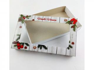 Krabička na vianočné pečivo biela s vetvičkami (500g)