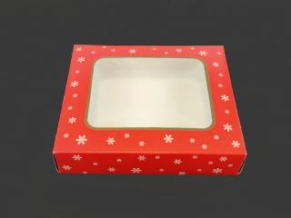 Krabička na vianočné pečivo červená s vločkami (250 g)