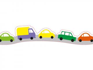 Obvodová dekorácia z jedlého papiera - motív detské autíčka 3 ks, 82 cm (výška 3,5 cm)