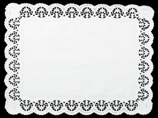 Ozdobný papier pod tortu (čipka/krajka) obdĺžnikový 36 x 46 cm (6 ks)
