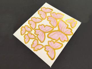 Ružovo-zlaté motýle zapichovátka na ohybnej paličke 10 ks