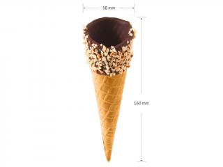 Sladké kornútky na zmrzlinu s čokoládovým okrajom a lieskovými orechami 112 ks