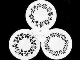 Stencil šablóny / presýpacie podložky 3 ks ĽUDOVÉ VZORY 8 - kvety kruh