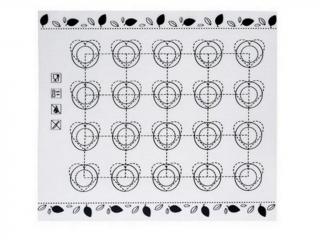 Teflónová podložka na makrónky, pusinky a piškótky, 20x kruh so srdcom, 29 x 26 cm