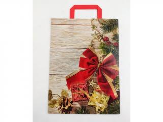 Vianočná darčeková taška s červenou mašľou
