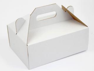 Zákusková krabica biela s úchytkou 26 x 19,5 x 10 cm